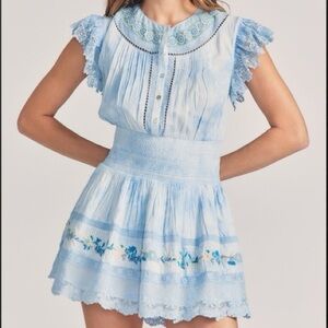 LoveShackFancy Sky Blue Floral Lace Dress
